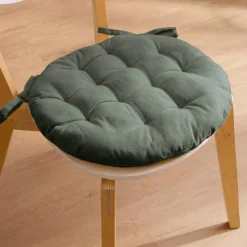 EMINZA Coussin de chaise rond coton (40 cm) Pixel Vert kaki New