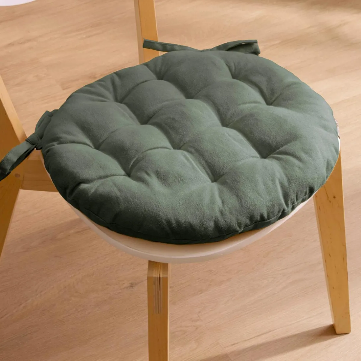 EMINZA Coussin de chaise rond coton (40 cm) Pixel Vert kaki New