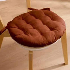 EMINZA Coussin de chaise rond coton (40 cm) Pixel Terracotta Sale
