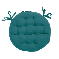 EMINZA Coussin de chaise rond coton (40 cm) Pixel Bleu canard Hot