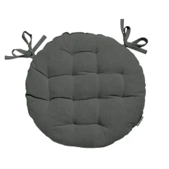 EMINZA Coussin de chaise rond coton (40 cm) Pixel Gris Anthracite New