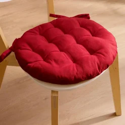 EMINZA Coussin de chaise rond coton (40 cm) Pixel Rouge New