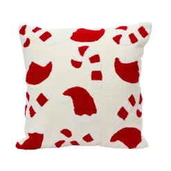 KAEMINGK Coussin de Noël carré coton (45 x 45 cm) Sucre d'orge et Blanc Rouge Discount