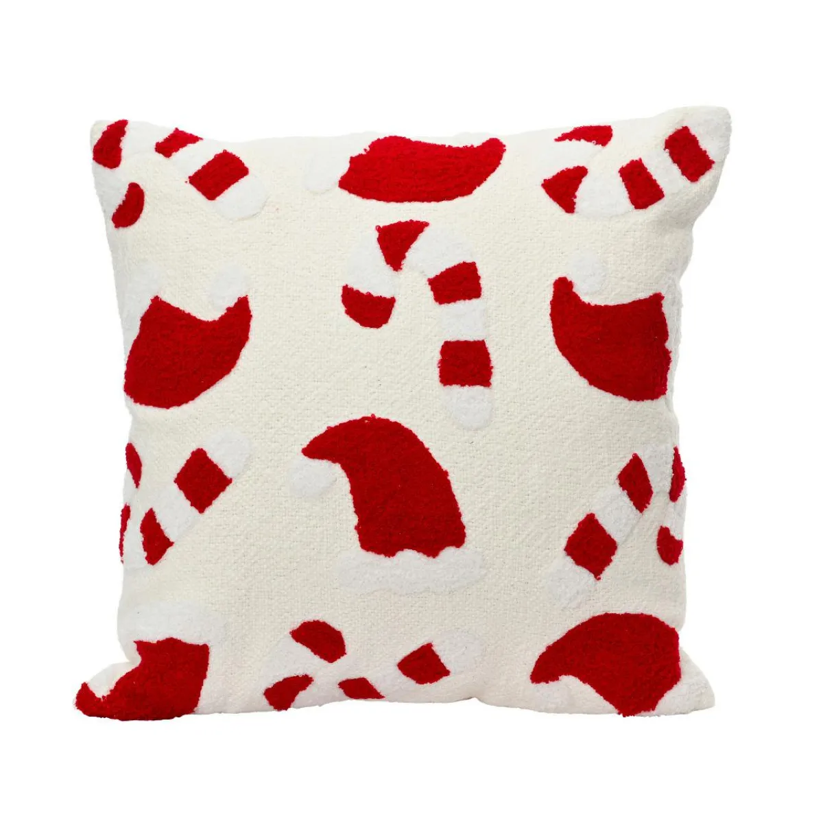 KAEMINGK Coussin de Noël carré coton (45 x 45 cm) Sucre d'orge et Blanc Rouge Discount