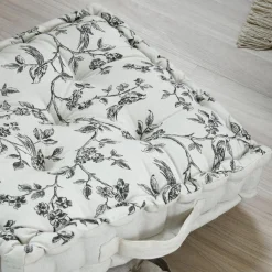 STOF Coussin de sol carré coton bas (45 x 45 cm) Clarine Ecru New