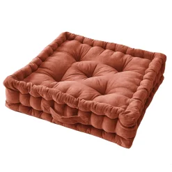 EMINZA Coussin de sol carré velours de coton (50 x 50 cm) Victor Terracotta Sale