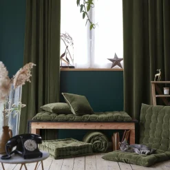 EMINZA Coussin de sol carré velours de coton (50 x 50 cm) Victor thym Vert Best