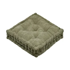 STOF Coussin de sol carré velours (45 x 45 cm) Dandy Vert kaki New