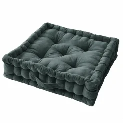 EMINZA Coussin de sol carré velours de coton (50 x 50 cm) Victor Gris ardoise Sale