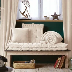 EMINZA Coussin de sol carré velours de coton (50 x 50 cm) Victor pampa Beige Clearance