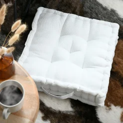 STOF Coussin de sol carré velours (45 x 45 cm) Dandy Ecru