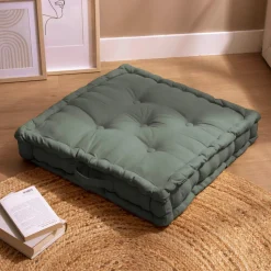 EMINZA Coussin de sol coton (60 x 60 cm) Pixel Vert kaki Online
