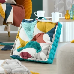 STOF Coussin de sol coton (45 x 45 cm) Blokken Multicolore Hot