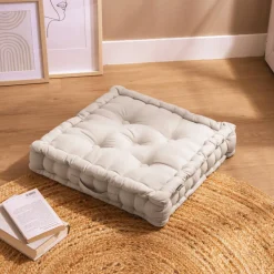 EMINZA Coussin de sol coton (50 x 50 cm) Pixel Beige Clearance