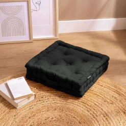 EMINZA Coussin de sol coton (40 x 40 cm) Pixel Noir Sale