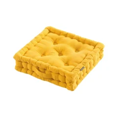 EMINZA Coussin de sol coton (40 x 40 cm) Pixel Jaune moutarde Discount