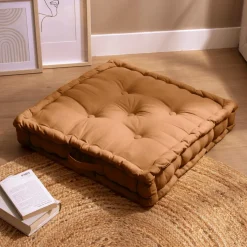 EMINZA Coussin de sol coton (60 x 60 cm) Pixel Camel Hot