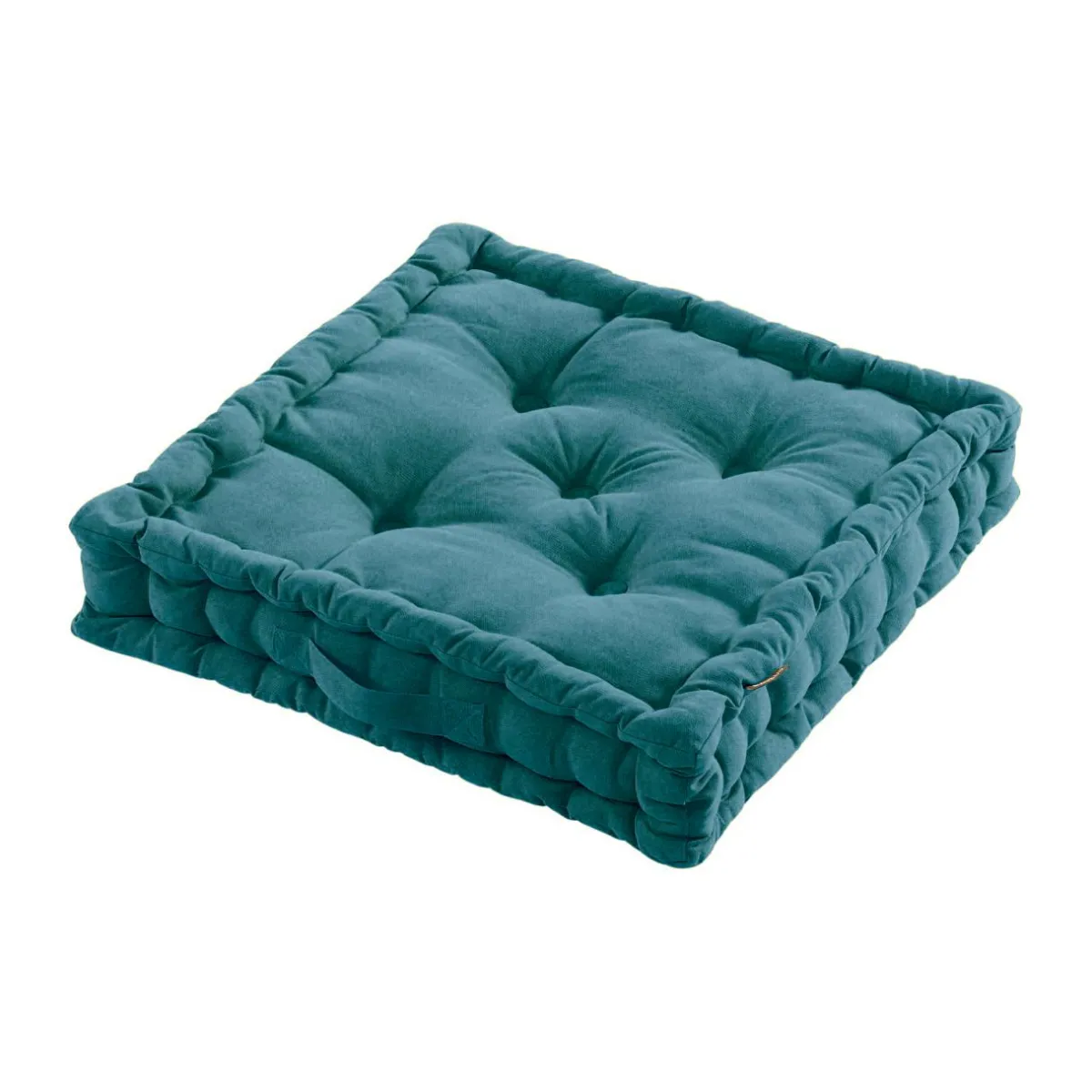 EMINZA Coussin de sol coton (50 x 50 cm) Pixel Bleu canard Best
