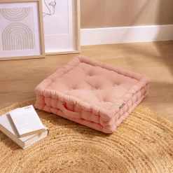 EMINZA Coussin de sol coton (40 x 40 cm) Pixel Rose Pêche Sale