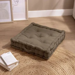 EMINZA Coussin de sol coton (50 x 50 cm) Pixel Taupe Clearance