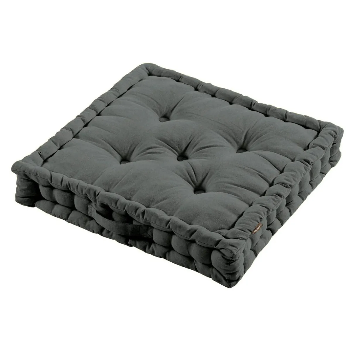 EMINZA Coussin de sol coton (60 x 60 cm) Pixel Gris Anthracite New