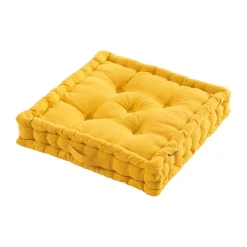 EMINZA Coussin de sol coton (50 x 50 cm) Pixel Jaune moutarde Hot