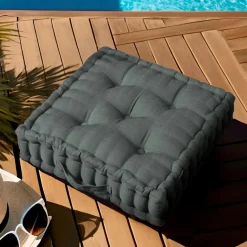 EMINZA Coussin de sol extérieur capitonné (50 x 50 cm) Sunset Gris Anthracite Online