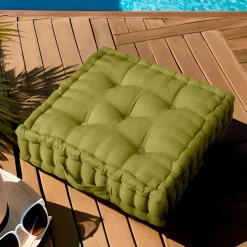 EMINZA Coussin de sol extérieur capitonné (50 x 50 cm) Sunset Vert olive Outlet