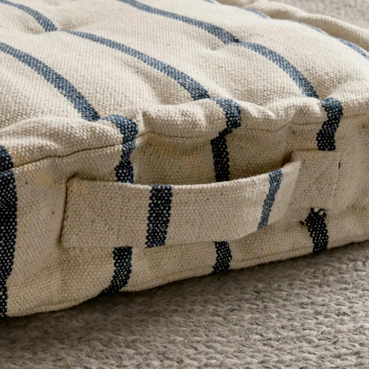 EMINZA Coussin de sol extérieur toile de coton (45 x 45 cm) Ocealys Bleu marine Discount