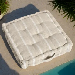 EMINZA Coussin de sol extérieur toile de coton (45 x 45 cm) Ocealys Blanc Clearance