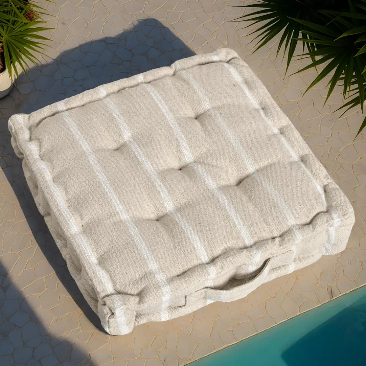 EMINZA Coussin de sol extérieur toile de coton (45 x 45 cm) Ocealys Blanc Clearance