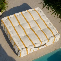 EMINZA Coussin de sol extérieur toile de coton (45 x 45 cm) Ocealys Jaune moutarde Online