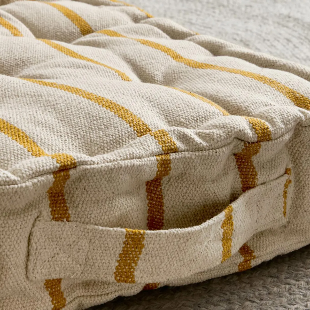 EMINZA Coussin de sol extérieur toile de coton (45 x 45 cm) Ocealys Jaune moutarde Online