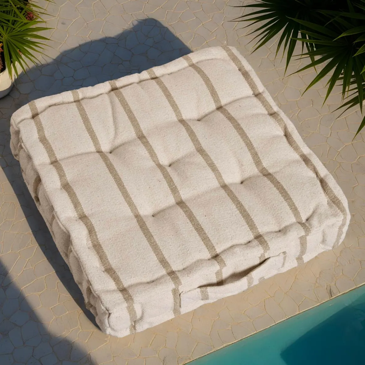 EMINZA Coussin de sol extérieur toile de coton (45 x 45 cm) Ocealys Beige Online