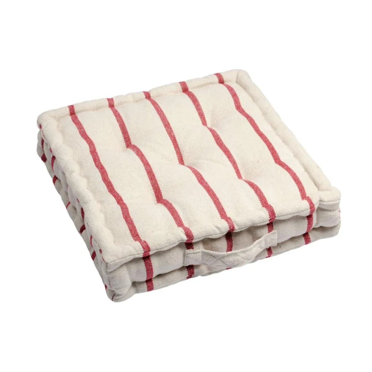 EMINZA Coussin de sol extérieur toile de coton (45 x 45 cm) Ocealys Rouge Discount