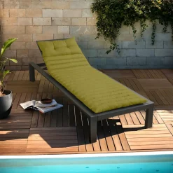 EMINZA Coussin de transat capitonné (180 x 60 cm) Sunset Vert olive