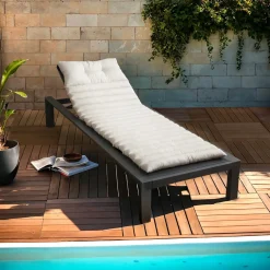 EMINZA Coussin de transat capitonné (180 x 60 cm) Sunset Ecru Discount