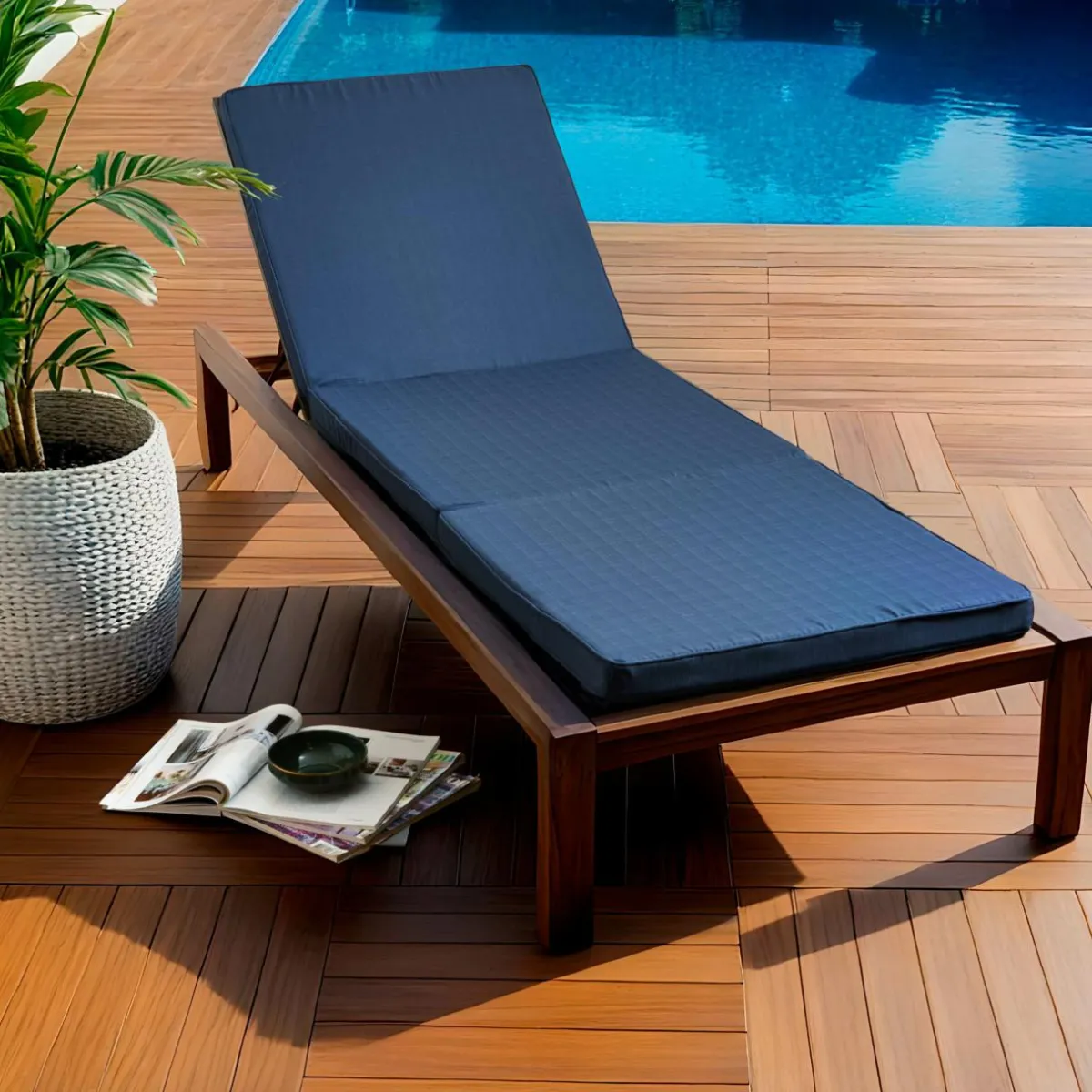 EMINZA Coussin de transat déhoussable (190 x 60 cm) Sunset Bleu nuit Sale
