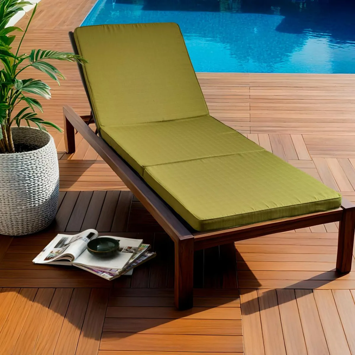 EMINZA Coussin de transat déhoussable (190 x 60 cm) Sunset Vert olive Outlet