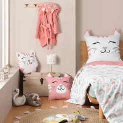 douceur d'intu017drieur Coussin enfant carré (40 x 40 cm) Chatchat Rose New