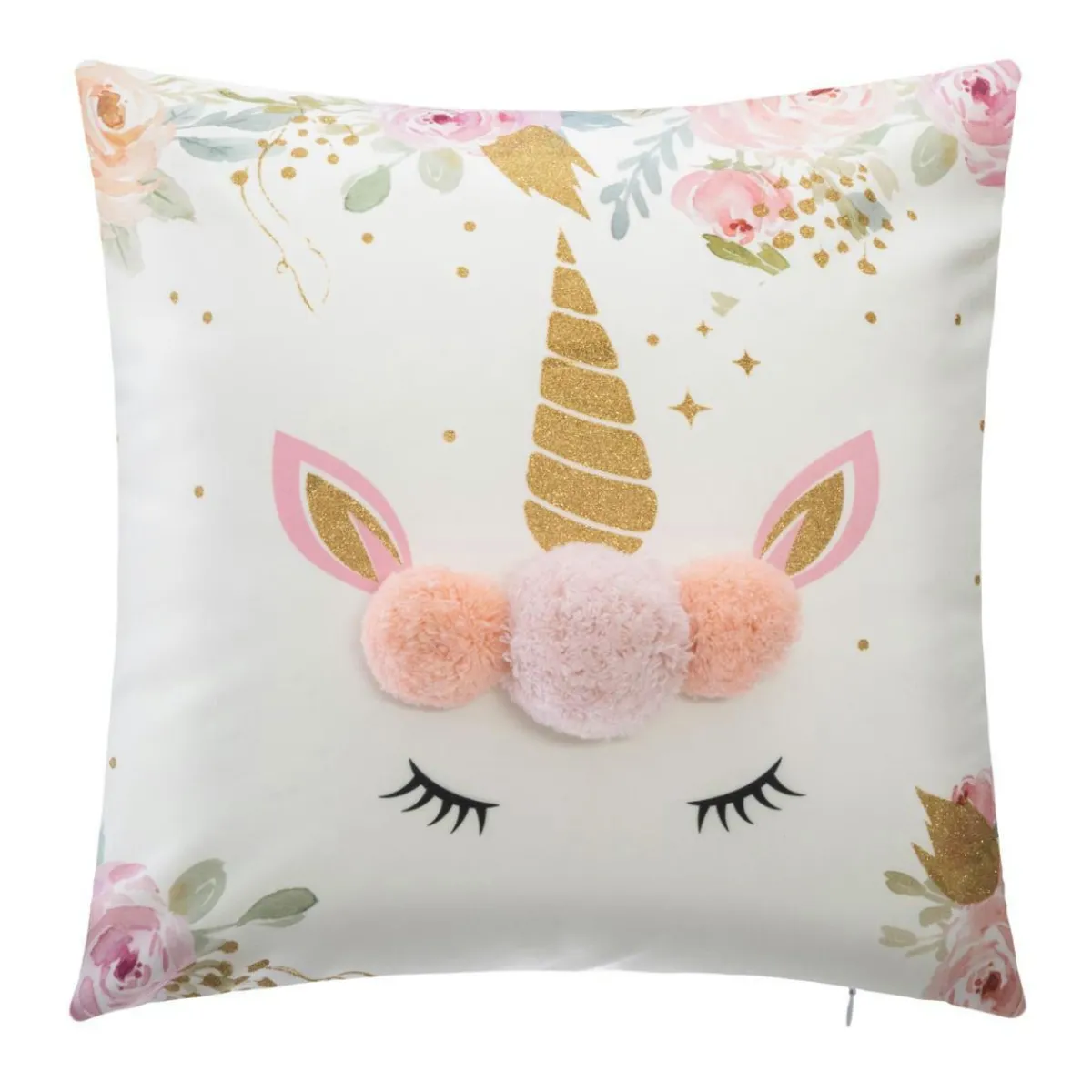 ATMOSPHERA Coussin enfant carré (40 x 40 cm) Licorne Pompons Multicolore Online