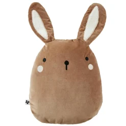 L'EFFET PAPILLON Coussin enfant lapin velours (40 x 45 cm) Pompon Marron Clearance
