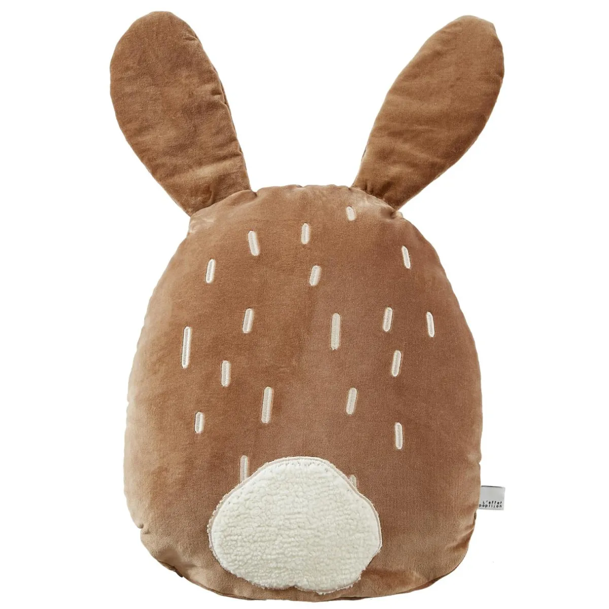 L'EFFET PAPILLON Coussin enfant lapin velours (40 x 45 cm) Pompon Marron Clearance