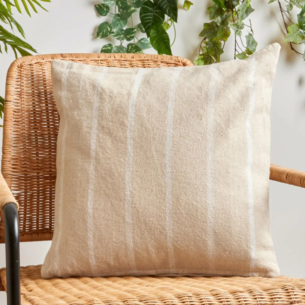 EMINZA Coussin extérieur carré toile de coton (50 x 50 cm) Ocealys Blanc Discount