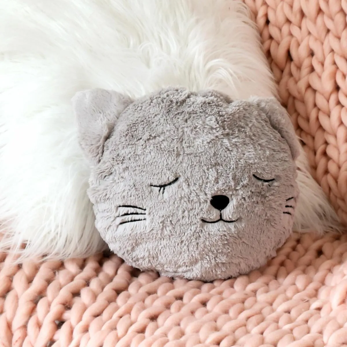 Atmosphera createur d'interieur for kids Coussin fausse fourrure enfant (27 cm) Chat Gris Best
