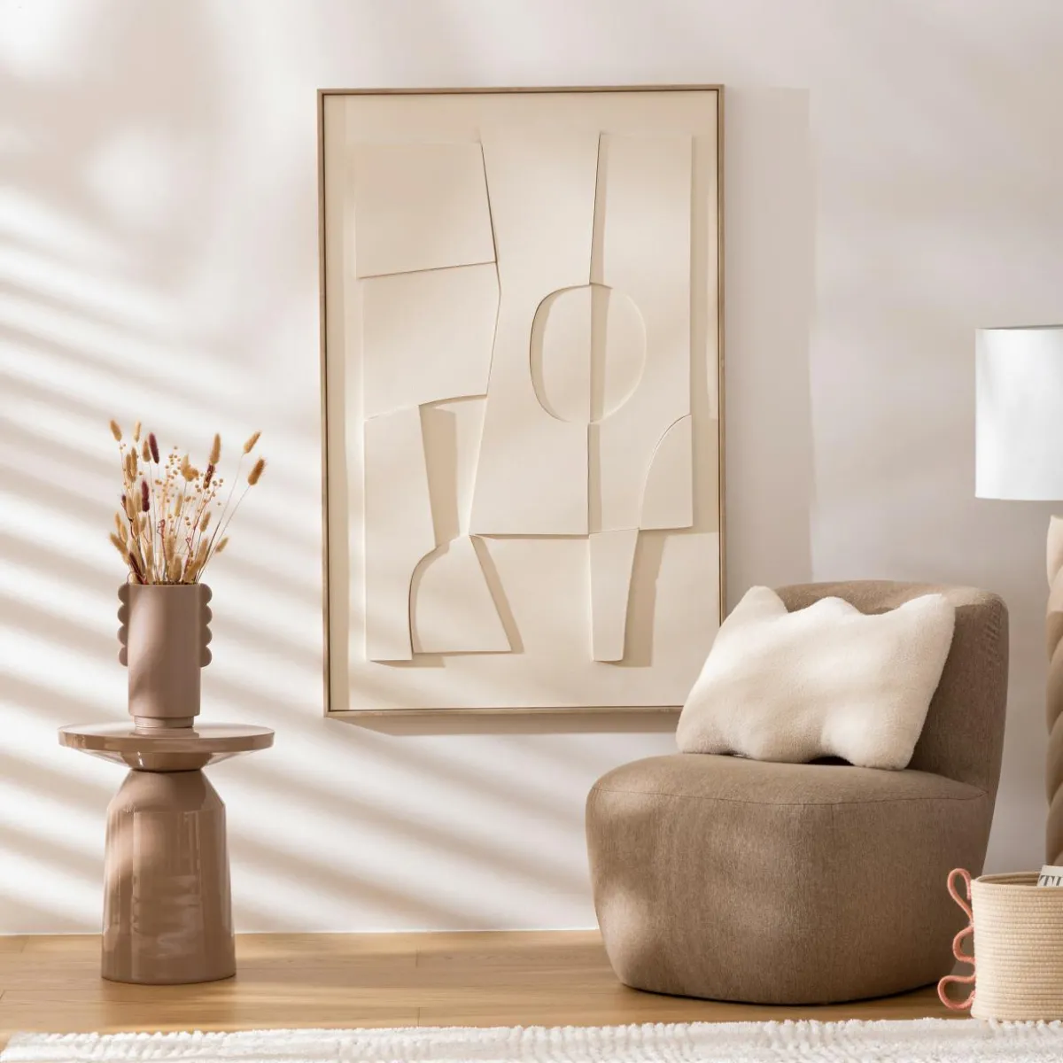 Atmosphera, cru017dateur d'intu017drieur Coussin rectangulaire bouclette (35 x 48 cm) Bliss Blanc