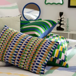 Atmosphera, cru017dateur d'intu017drieur Coussin rectangulaire brodé (30 x 50 cm) Disso Multicolore New