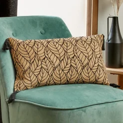 EMINZA Coussin rectangulaire coton et jute (30 x 50 cm) Nama Noir Clearance