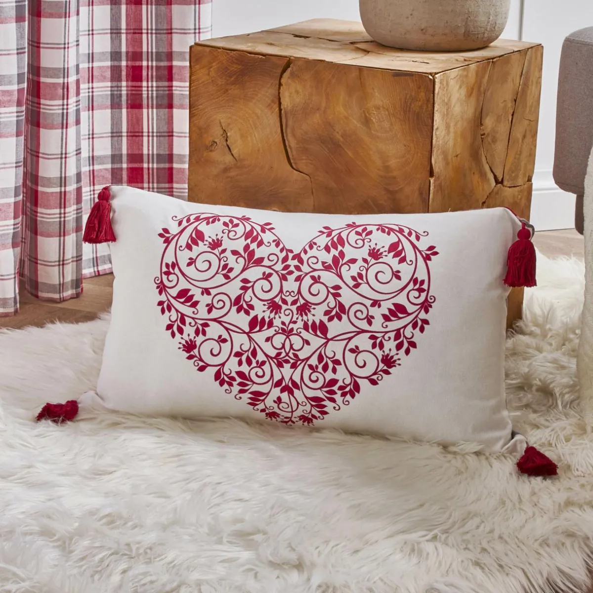EMINZA Coussin rectangulaire coton (30 x 50 cm) Megeve Rouge Outlet