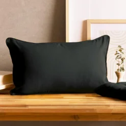 EMINZA Coussin rectangulaire coton (30 x 50 cm) Pixel Noir New